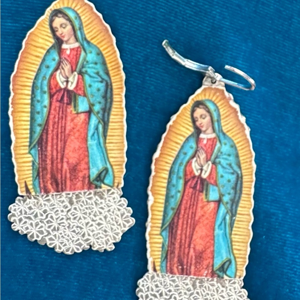 Sterling silver Lady of Guadalupe earrings